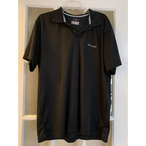 Columbia black collared short sleeve polo sun protection logo mens large